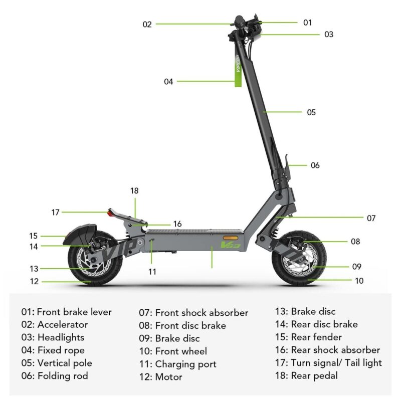 VIPCOO VS3 Elektrische Scooter 50km 800W Touchscreen 15