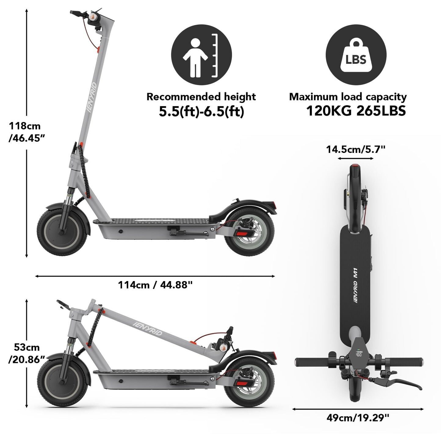 iENYRID M1 Opvouwbare Elektrische Scooter 35km App-Bediening - Afbeelding 20